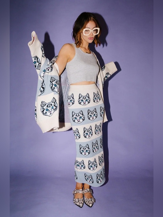 Dressed in LALA Dresses & Skirts - NWT Dressed in LALA Pretty Kitty Knit Midi Skirt